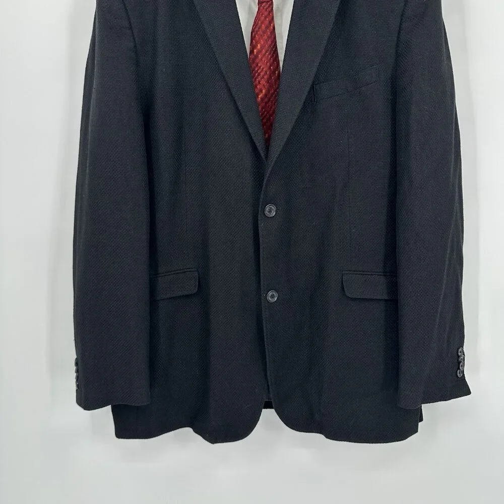 JOSEPH ABBOUD jacket blazer sport coat black LARGE linen cotton business casual